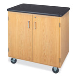 Mobile Storage Cabinet, 36w x 24d x 36h, Black/Oak