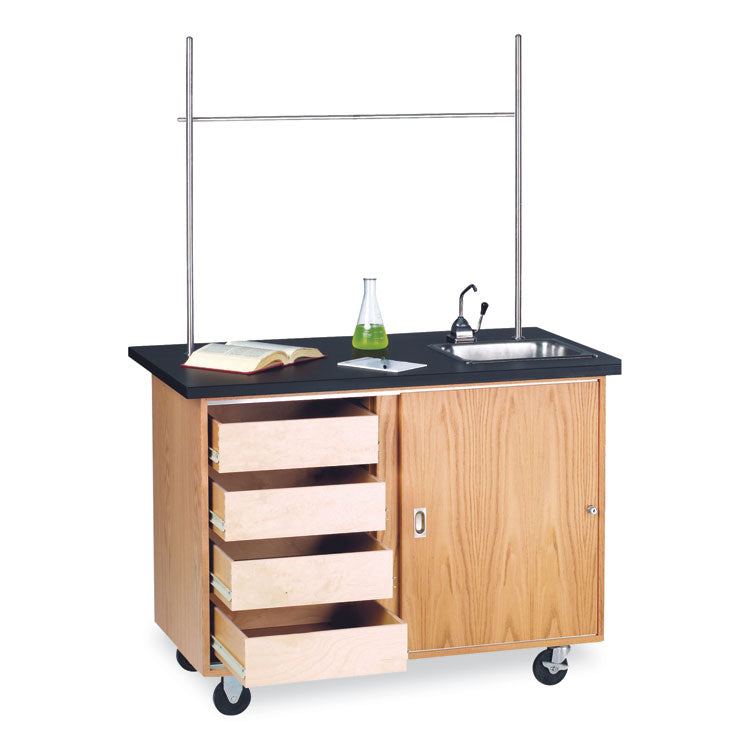 Mobile Demonstration Table, Rectangular, 48w x 28d x 36h, Black