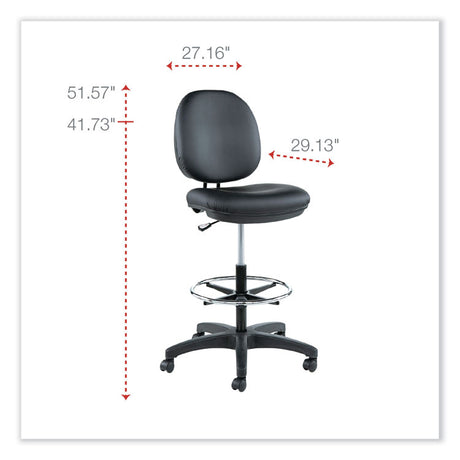 Alera Interval Series Swivel Task Stool, Supports Up to 275 lb, 23.93" to 34.53" Seat Height, Black Faux Leather