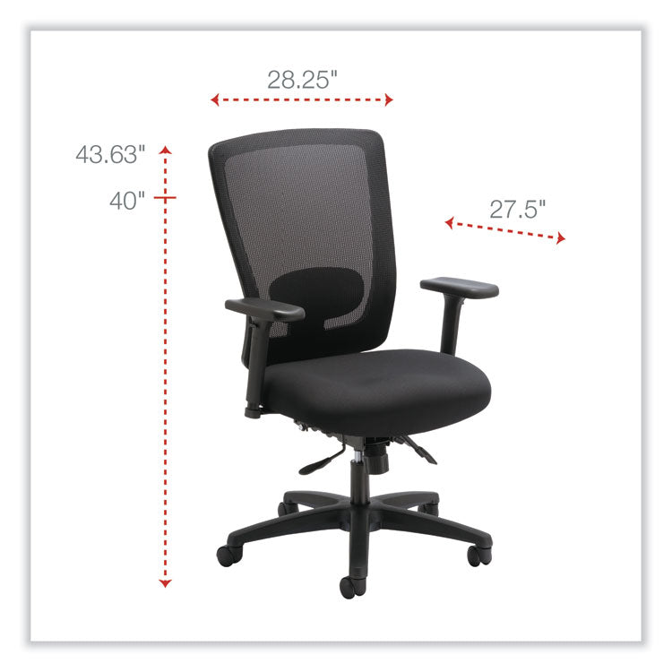 Alera Envy Series Mesh Mid-Back Multifunction Chair, Supports Up to 250 lb, 17" to 21.5" Seat Height, Black