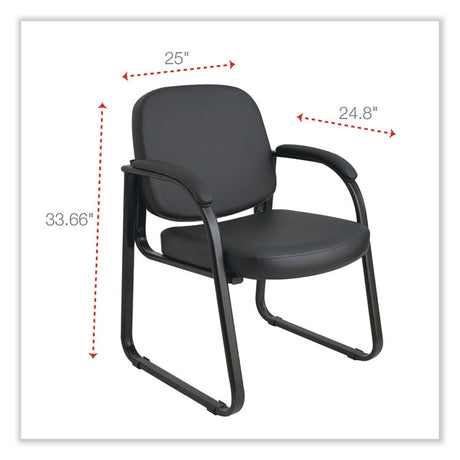 Alera Genaro Series Fabric Half-Back Sled Base Guest Chair, 25" x 24.80" x 33.66", Black Seat, Black Back, Black Base