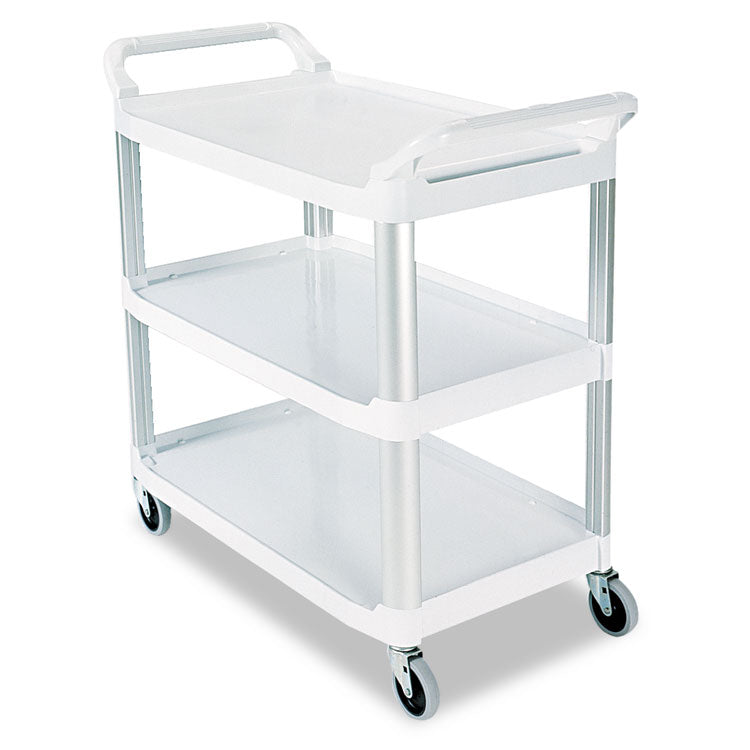 Xtra Utility Cart with Open Sides, Plastic, 3 Shelves, 300 lb Capacity, 40.63" x 20" x 37.81", Off-White