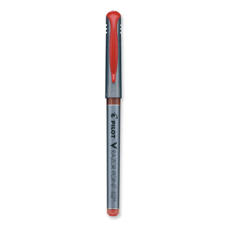 V Razor Point Liquid Ink Porous Point Pen, Stick, Extra-Fine 0.5 mm, Red Ink, Gray/Translucent Red Barrel, Dozen