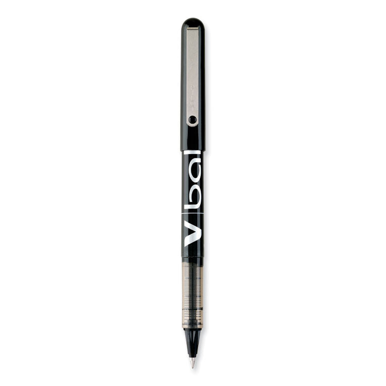 VBall Liquid Ink Roller Ball Pen, Stick, Extra-Fine 0.5 mm, Black Ink, Black/Clear Barrel, Dozen