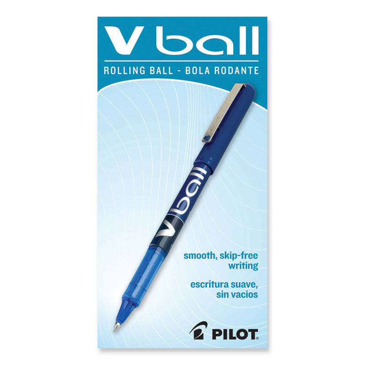 VBall Liquid Ink Roller Ball Pen, Stick, Extra-Fine 0.5 mm, Blue Ink, Blue/Clear Barrel, Dozen