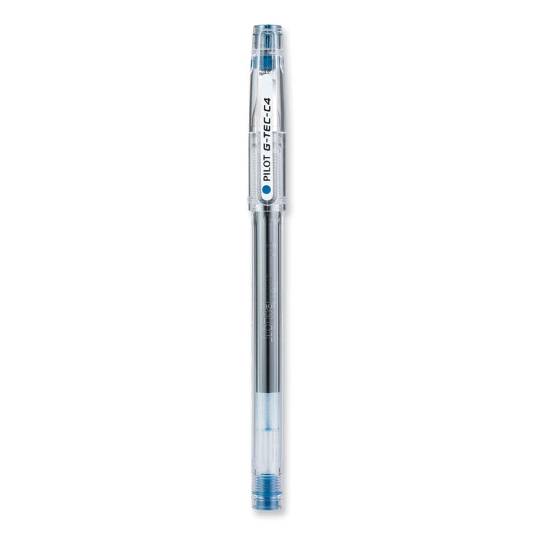 G-TEC-C Ultra Gel Pen, Stick, Extra-Fine 0.4 mm, Blue Ink, Clear/Blue Barrel, Dozen