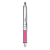 Dr. Grip Center of Gravity Ballpoint Pen, Retractable, Medium 1 mm, Black Ink, Silver/Pink Grip Barrel