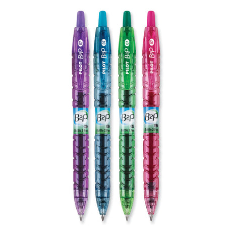 B2P Bottle-2-Pen Recycled Gel Pen, Retractable, Fine 0.7 mm, Assorted Ink and Barrel Colors, 4/Pack