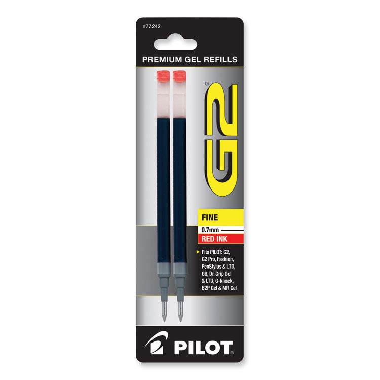 Refill for Pilot B2P, Dr Grip, G2, G6, MR Metropolitan, Precise BeGreen and Q7 Gel Pens, Fine Tip, Red Ink, 2/Pack