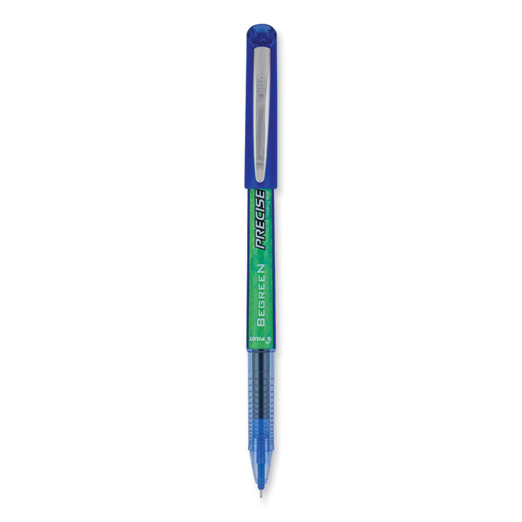 Precise V5 BeGreen Roller Ball Pen, Stick, Extra-Fine 0.5 mm, Blue Ink, Blue Barrel, Dozen