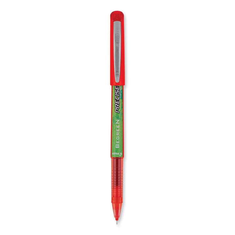 Precise V5 BeGreen Roller Ball Pen, Stick, Extra-Fine 0.5 mm, Red Ink, Red Barrel, Dozen