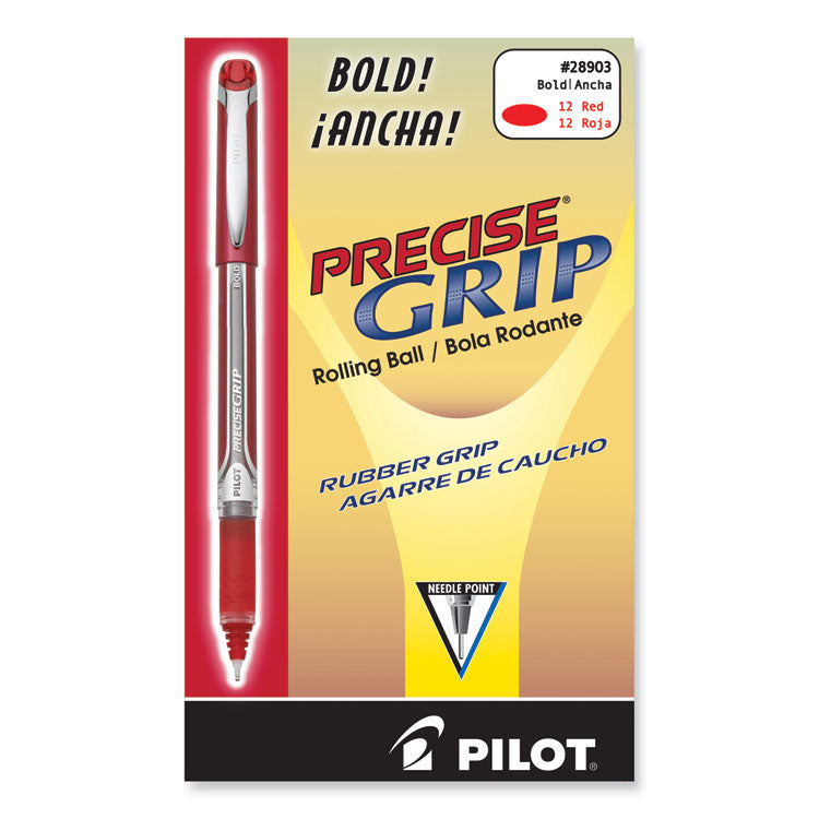 Precise Grip Roller Ball Pen, Stick, Bold 1 mm, Red Ink, Red Barrel