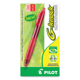 G-Knock BeGreen Gel Pen, Retractable, Fine 0.7 mm, Red Ink, Translucent Red/Red Barrel, Dozen