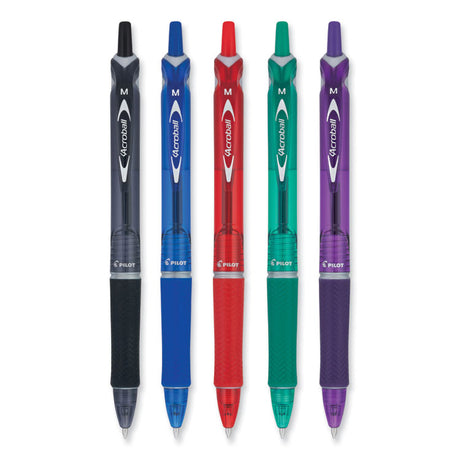 Acroball Colors Advanced Ink Hybrid Gel Pen, Retractable, Medium 1 mm, Assorted Ink and Barrel Colors, 5/Pack