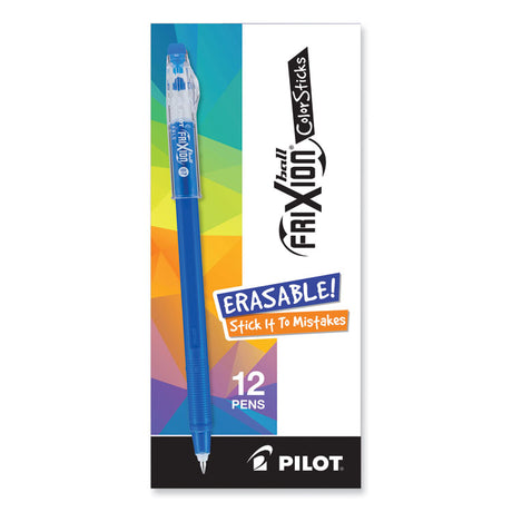 FriXion ColorSticks Erasable Gel Pen, Clipless Stick, Fine 0.7 mm, Blue Ink, Blue Barrel, Dozen