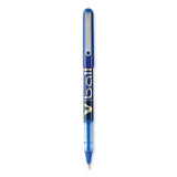 VBall Liquid Ink Roller Ball Pen, Stick, Fine 0.7 mm, Blue Ink, Blue/Clear Barrel, Dozen