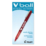 VBall Liquid Ink Roller Ball Pen, Stick, Extra-Fine 0.5 mm, Red Ink, Red/Clear Barrel, Dozen