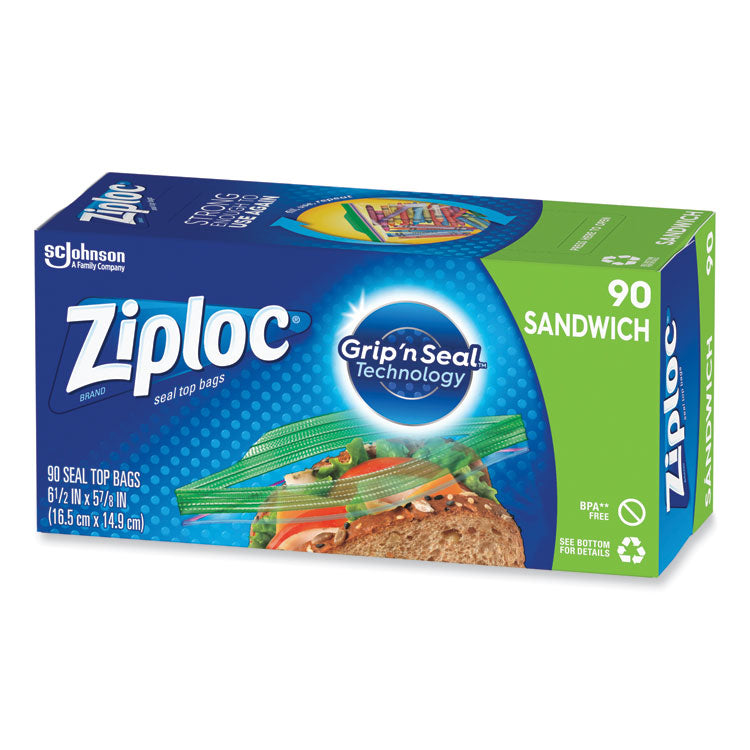 Resealable Sandwich Bags, 6.5  x 5.88 , Clear, 90 Bags/Box, 12 Boxes/Carton