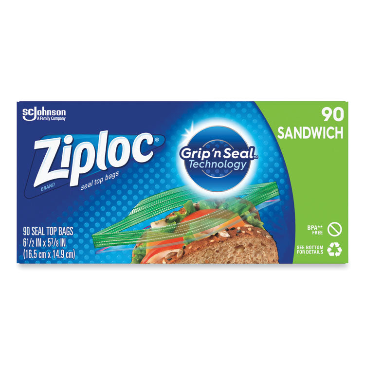 Resealable Sandwich Bags, 6.5  x 5.88 , Clear, 90 Bags/Box, 12 Boxes/Carton