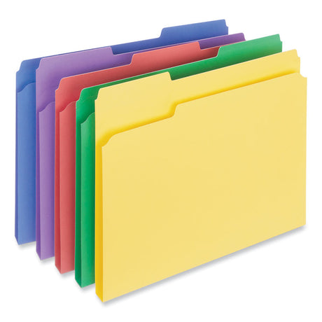 Reinforced Top-Tab File Folders, 1/3-Cut Tabs: Assorted, Letter Size, 1" Expansion, Assorted Colors, 100/Box