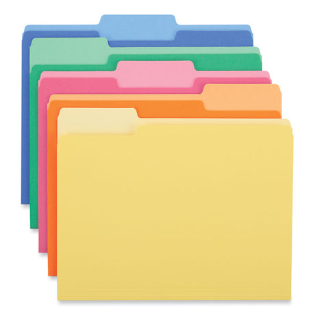 Deluxe Heavyweight File Folders, 1/3-Cut Tabs: Assorted, Letter Size, 0.75" Expansion, Assorted Colors, 50/Box