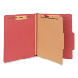 Bright Colored Pressboard Classification Folders, 2" Expansion, 1 Divider, 4 Fasteners, Letter Size, Ruby Red, 10/Box