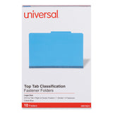 Bright Colored Pressboard Classification Folders, 2" Expansion, 1 Divider, 4 Fasteners, Legal Size, Cobalt Blue, 10/Box