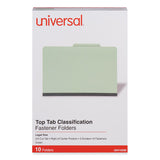 Eight-Section Pressboard Classification Folders, 3" Expansion, 3 Dividers, 8 Fasteners, Legal Size, Green Exterior, 10/Box