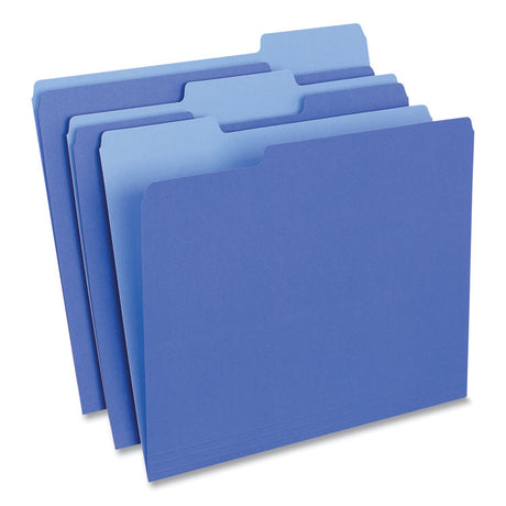 Deluxe Colored Top Tab File Folders, 1/3-Cut Tabs: Assorted, Letter Size, Blue/Light Blue, 100/Box