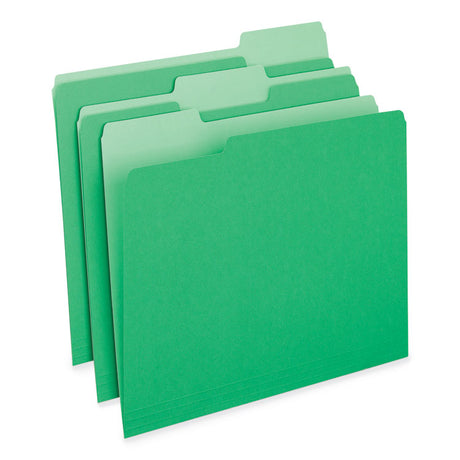 Deluxe Colored Top Tab File Folders, 1/3-Cut Tabs: Assorted, Letter Size, Green/Light Green, 100/Box