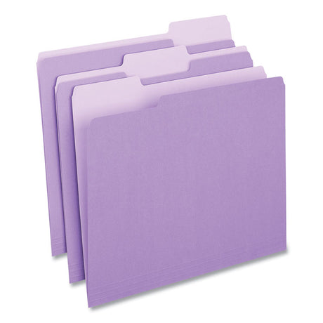 Deluxe Colored Top Tab File Folders, 1/3-Cut Tabs: Assorted, Letter Size, Violet/Light Violet, 100/Box