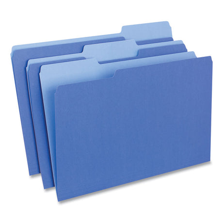 Deluxe Colored Top Tab File Folders, 1/3-Cut Tabs: Assorted, Legal Size, Blue/Light Blue, 100/Box