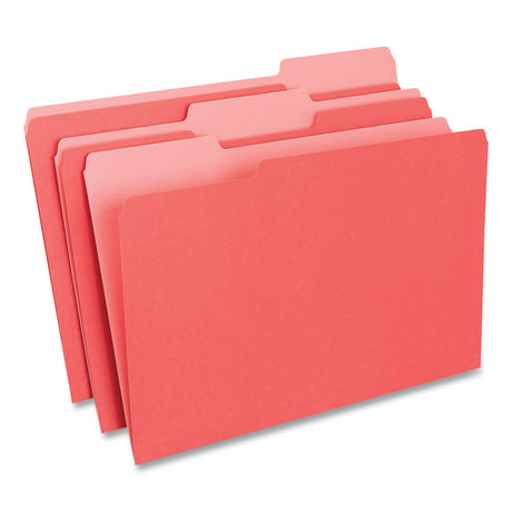 Deluxe Colored Top Tab File Folders, 1/3-Cut Tabs: Assorted, Legal Size, Red/Light Red, 100/Box