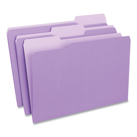 Deluxe Colored Top Tab File Folders, 1/3-Cut Tabs: Assorted, Legal Size, Violet/Light Violet, 100/Box