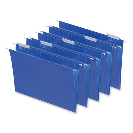 Deluxe Bright Color Hanging File Folders, Letter Size, 1/5-Cut Tabs, Blue, 25/Box