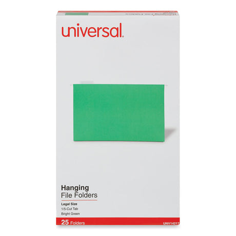 Deluxe Bright Color Hanging File Folders, Legal Size, 1/5-Cut Tabs, Bright Green, 25/Box