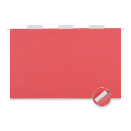 Deluxe Bright Color Hanging File Folders, Legal Size, 1/5-Cut Tabs, Red, 25/Box