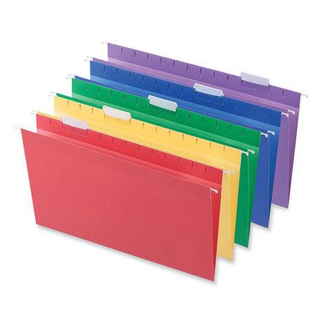 Deluxe Bright Color Hanging File Folders, Legal Size, 1/5-Cut Tabs, Assorted Colors, 25/Box