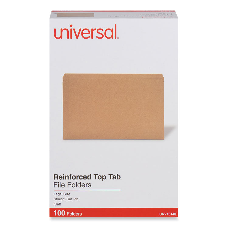 Reinforced Kraft Top Tab File Folders, Straight Tabs, Legal Size, 0.75" Expansion, Brown, 100/Box