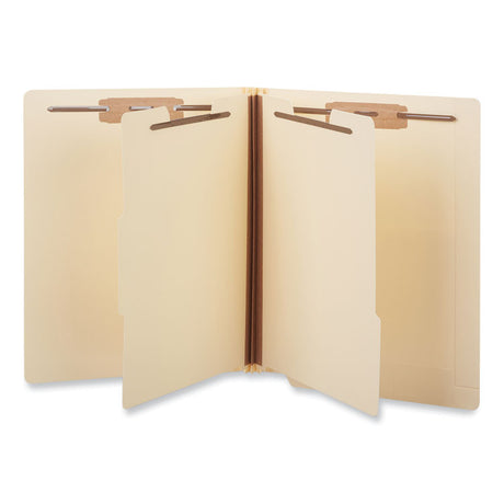 Six-Section Manila End Tab Classification Folders, 2" Expansion, 2 Dividers, 6 Fasteners, Letter Size, Manila, 10/Box