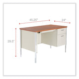 Single Pedestal Steel Desk, 45.25" x 24" x 29.5", Cherry/Putty, Chrome-Plated Legs