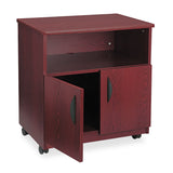 Mobile Machine Stand, Open Compartment, Engineered Wood, 3 Shelves, 200 lb Capacity, 28  x 19.75  x 30.5 , Mahogany