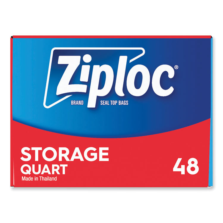 Double Zipper Storage Bags, Triple System Seal, Quart, 9.63  x 8.5 , Clear, 9/Carton