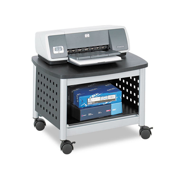 Scoot Under-Desk Printer Stand, Metal, 2 Shelves, 100 lb Capacity, 20.25  x 16.5  x 14.5 , Black/Silver