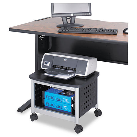 Scoot Under-Desk Printer Stand, Metal, 2 Shelves, 100 lb Capacity, 20.25  x 16.5  x 14.5 , Black/Silver