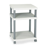 Wave Design Deskside Printer Stand, Plastic, 3 Shelves, 20  x 17.5  x 29.25 , White/Charcoal Gray