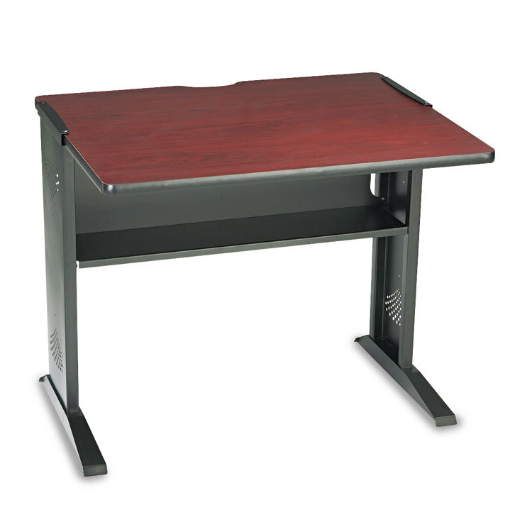 Computer Desk with Reversible Top, 35.5  x 28  x 30 , Mahogany/Medium Oak/Black