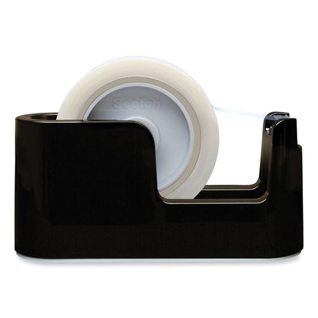 Heavy Duty Weighted Desktop Tape Dispenser with One Roll of Tape, 3" Core, ABS, Black