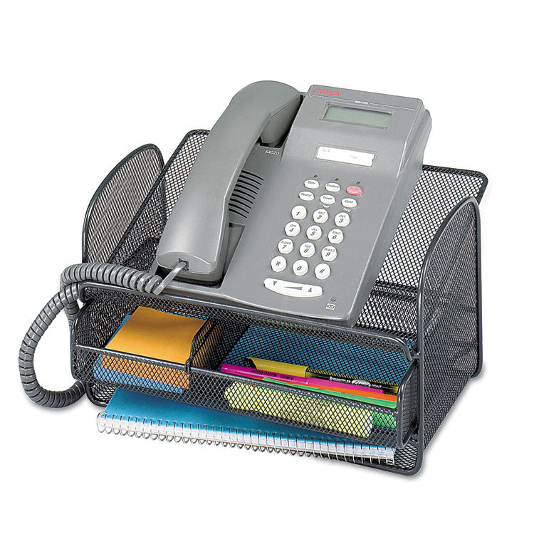 Onyx Angled Mesh Steel Telephone Stand, 11.75 x 9.25 x 7, Black