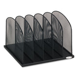 Onyx Mesh Desk Organizer with Upright Sections, 5 Sections, Letter to Legal Size Files, 12.5" x 11.25" x 8.25", Black